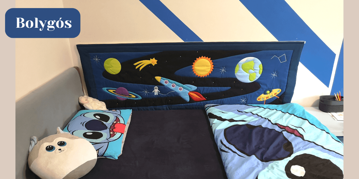 Bolygós gyermekfalvédő ágy mellé gyerekszobába